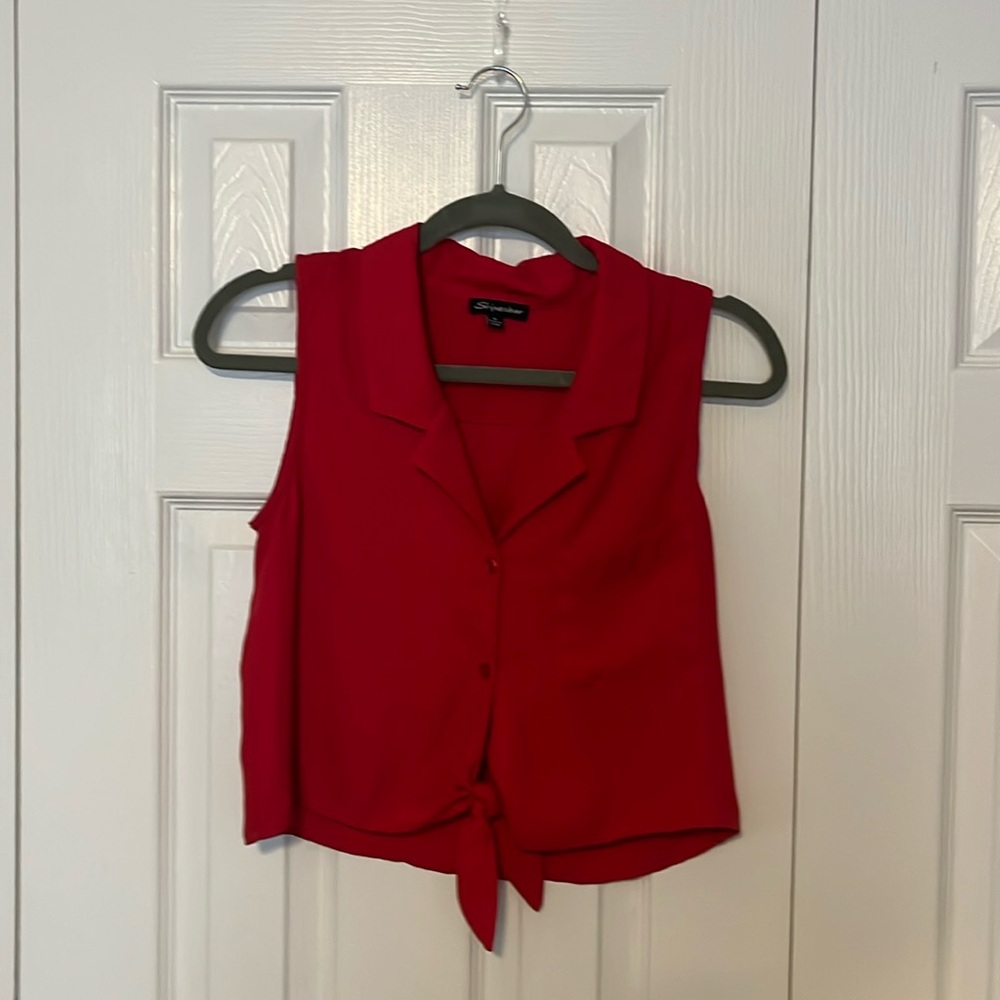 Red cropped blouse